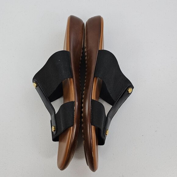 Italian Shoemakers Wms 9 Brown Black Open Toe Comfort Earthy Summer Slide Shoes - Picture 12 of 16